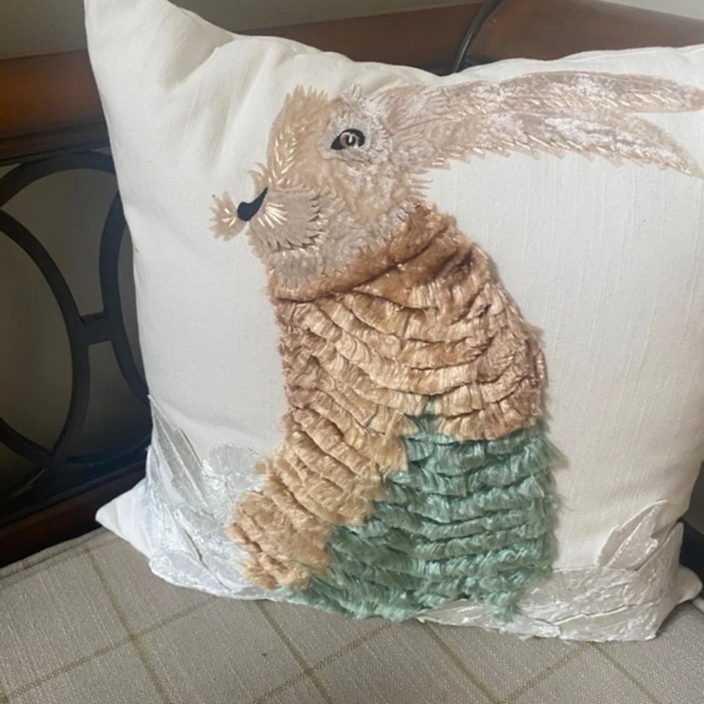 Karen Nicol Embroidered Wintertime Pillow